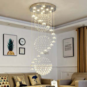 Moderna gota de lluvia bola de cristal colgante luz Villa dúplex larga escalera espiral araña de cadena de cristal - Product Image 1