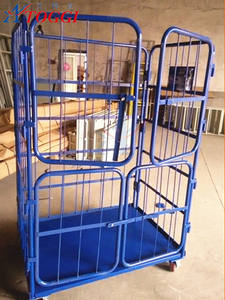 4-डोर फोल्डेबल भारी शुल्क स्टील वायर पाउडर लेपित 500 किलोग्राम क्षमता भंडारण कार्ट ट्रॉली - Product Image 5