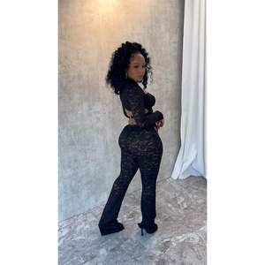 Mono de encaje personalizado 2026 para mujer, negro, transparente, con aberturas, efecto levanta glúteos, ideal para fiestas y salidas. - Product Image 6