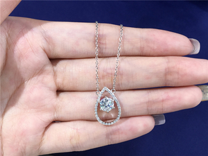 Tianyu Trendy GRA Certified Zircon Water Drop Openwork Pendant Necklace Single <b>Stone</b> 925 Silver Platinum Plated for women - Product Image 2
