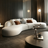 Canapés Courbes Modernes et Luxueux en Tissu Doux pour la Maison – Nouveaux Canapés Nuage Haut de Gamme Populaires pour Hôtels et Salons – Ensemble de Canapés Designer
