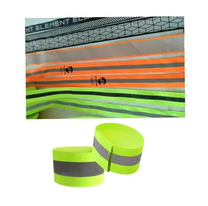 5cm rainbow color polyester woven running reflective stripe webbing ribbon bands for arm or ankles garment trim with reflector