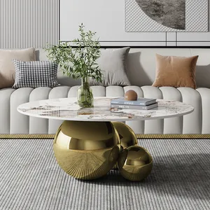 Hiện đại vàng thép không gỉ chân Bàn cà phê đá cẩm thạch hàng đầu Vòng phòng khách đồ nội thất nhà sang trọng trung tâm bàn trà