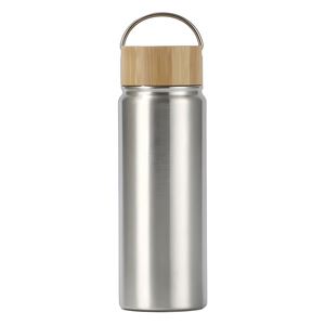 New Design 12/18oz Eco Bamboo Lid Stainless Steel Sport Water Bottle Portable Outdoor Straight Vacuum <b>Flask</b> for Business Gifts - Product Image 2