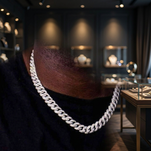 Top Selling Custom Link <b>Choker</b> Necklace Hip Hop Style Urban Fashion Statement Chain Moissanite Gold/<b>Silver</b> Plated Luxury Jewelry - Product Image 3