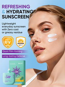 Crème solaire au collagène OEM LREV SPF50+ hydratante et bien adaptée, douce et non irritante, protection UV, retient l'<span class=keywords><strong>eau</strong></span>, hydratante - Product Image 3