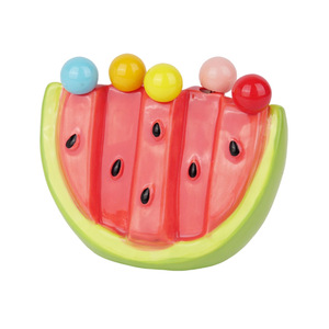 Fourchettes à fruits d'été en forme de pastèque, sabres à fruits mignons en acier inoxydable de qualité supérieure pour enfants avec pot de rangement en céramique, usage domestique - Product Image 2