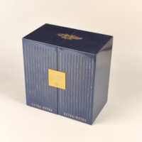 Boîte à vin en bois brillant avec insert en daim, logo personnalisé en relief pour collection de Cognac et de Brandy de luxe, présentoir, emballage cadeau, vente en gros