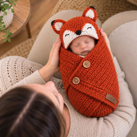 Sac de couchage en tricot pour bébé hibou au crochet, ensemble de vêtements pour bébé animal, gigoteuse douillette pour nouveau-né, accessoire photo