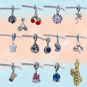 Abalorios de Plata 925 con Perlas de Agua Dulce, Circones, Velero Rojo, Concha de Cereza, Té con Leche, Vida Marina, Lujo y Moda para Pulseras y Colgantes - Product Image 1