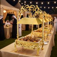 Ensemble de réchauds à buffet Huadison Gold, réchaud à buffet en acier inoxydable pour la restauration, réchaud à buffet de luxe avec couvercle suspendu