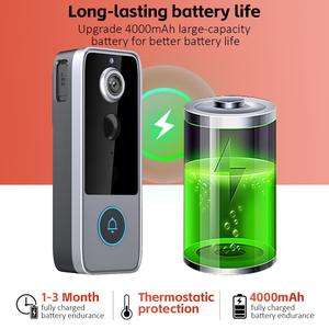 <span class=keywords><strong>Sonnette</strong></span> de porte avec batterie Tuya pour la sécurité à domicile ou en entreprise, avec vision en direct, conversation bidirectionnelle, détection de mouvement, alertes, <span class=keywords><strong>caméra</strong></span> Wifi avec batterie - Product Image 2