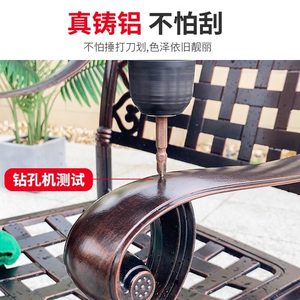 Ensemble table et chaises de style européen en alliage d'aluminium moulé pour extérieur, démontable et assemblable, pour jardin, cour, balcon, 4 places - Product Image 4