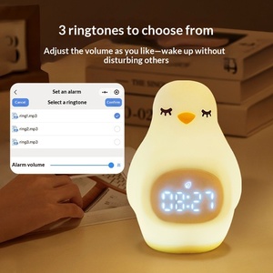 Cartoon Bird Night <b>Light</b> Alarm Clock Warm White <b>LED</b> USB Touch Control Silicone Bedside Lamp <b>for</b> Kids <b>Room</b> - Product Image 4