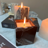 SAIDKOCC 8*8*10cm français lumière luxe marbre bougeoir plusieurs Options pour l'atmosphère et la décoration de la maison 7 couleurs