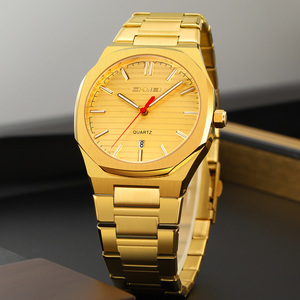 Montre chronographe ronde pour homme, montre-bracelet de luxe en acier inoxydable, montre à quartz étanche 30M - Product Image 1