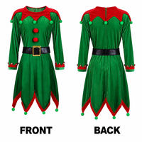 Costume d'elfe de Noël pour femme adulte, robe en velours vert, bandeau avec oreilles d'elfe, fournisseur
