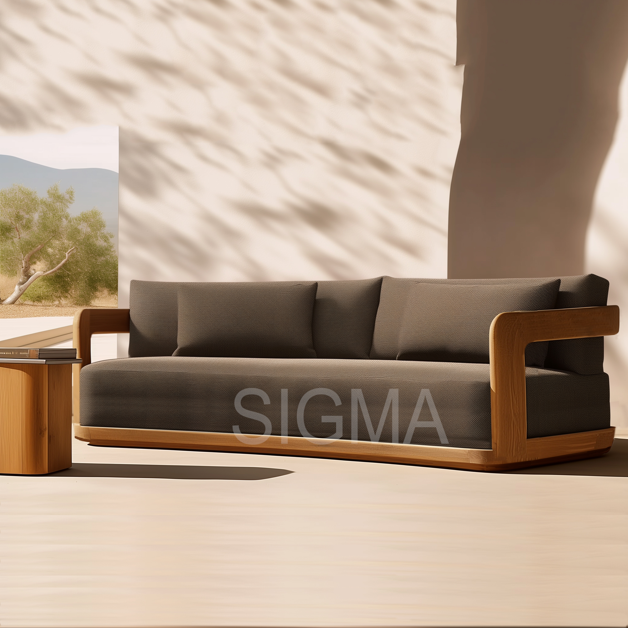 2025 Customizable Teak Patio Furniture Set Outdoor Sofa Wood Ottoman for Hotels Villas Farmhouses Apartments Patios Parks