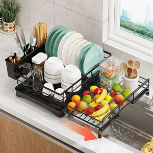 Organizador <span class=keywords><strong>de</strong></span> mesa retráctil <span class=keywords><strong>de</strong></span> gran capacidad, estante <span class=keywords><strong>de</strong></span> <span class=keywords><strong>cocina</strong></span> para cuenco, plato, palillos, tubo <span class=keywords><strong>de</strong></span> drenaje, solución <span class=keywords><strong>de</strong></span> almacenamiento eficiente - Product Image 3