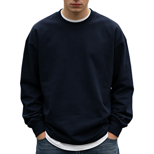 Sudadera Oversize Personalizada de Algodón French Terry de 400 g/m² de Bajo Costo para Hombre, Lisa, con Hombros Caídos y Cuello Redondo - Product Image 1