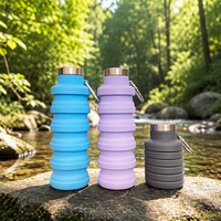 Bouteille d'eau sport pliable en silicone 500 ml avec bouchon à vis, sans BPA et réutilisable pour les voyages et le camping – Meilleure vente