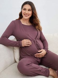 ชุดนอนคลุม<span class=keywords><strong>ท้อง</strong></span>แบบมีเชือกผูกเอว ชุดลำลองสำหรับให้นมบุตร ชุดนอนตุรกี ไซส์พลัส ชุดลำลองสำหรับผู้หญิง - Product Image 4