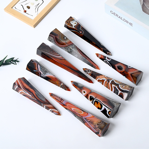 Vente en gros de pierres précieuses naturelles de haute qualité pour la guérison, points de cristal d'agate sardonyx rouge rayée pour la décoration - Product Image 4