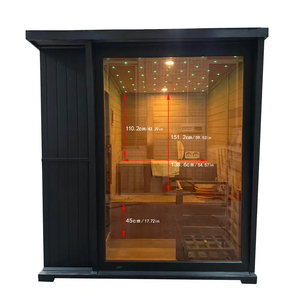 Sauna Exterior de Madera Sólida de Cedro Rojo para 4 Personas, Diseño Cuadrado Negro de Lujo, para Jardín o Patio Trasero, con Estufa - Product Image 4