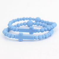 Bracelet de perles de silicone croisées, bracelets religieux en caoutchouc, cadeaux de bébé catholique chrétien pour hommes enfants femmes