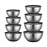 Bol à salade en acier inoxydable, design moderne, base en silicone antidérapante, pour fouetter, cuire, mélanger, maison, hôtel, restaurant