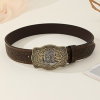 Ceinture JULUN tendance style western avec boucle en alliage de zinc lisse à motif alphabet anglais – Meilleure vente