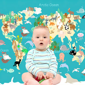 Carte du monde de géographie animale avec toile de fond pour photographie d'animaux pour l'école en classe Enseignement en ligne Éducation pour enfants <span class=keywords><strong>Photoshoot</strong></span> - Product Image 4