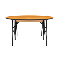 Table pliante demi-cercle en bois à hauteur fixe avec pieds en métal, portable, pour extérieur, empilable, pour hôtels et conférences