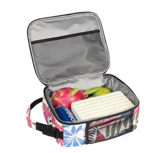 Nuova stampa completa personalizzata sublimazione portatile per bambini borse da pranzo per scuola impermeabile da Picnic floreale borsa termica per ufficio