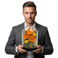 Bouquet de tournesols préservés Hflora à prix d'usine sous dôme en verre, longue durée (3-5 ans), pour décorations de Noël et de la Saint-Valentin