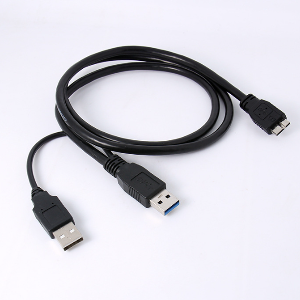 0.6m 1m High Speed Power Y Cable Dual USB 3.0 a Male to Micro USB 3.0 Splitter Cable for Hard Disk