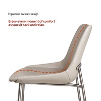 Chaise de salle à manger en acier inoxydable, style italien, luxe léger, design haut de gamme, moderne, sans accoudoirs, non rotative, pour la maison