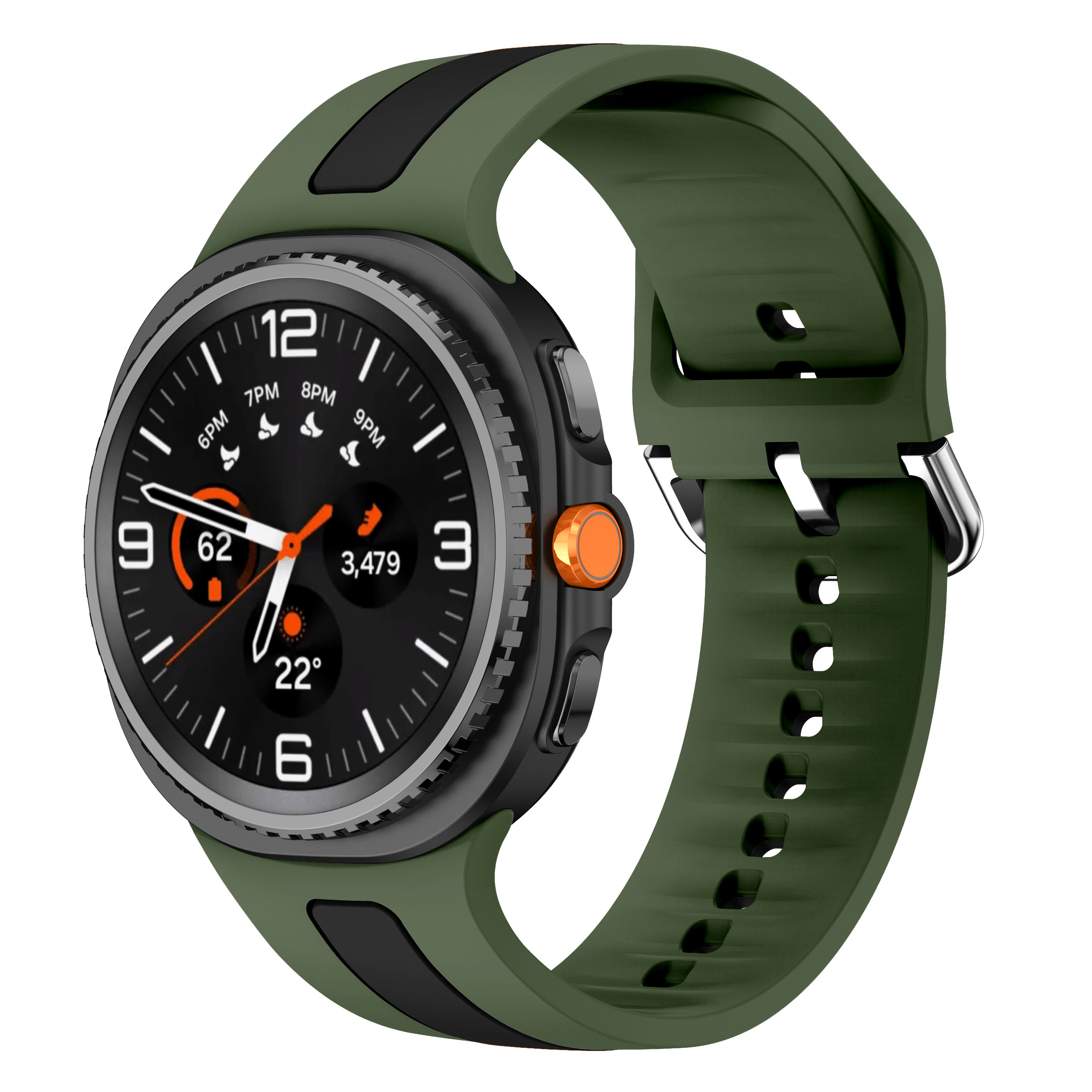 Striped Two-Tone Soft Silicone Watch Strap for Samsung Galaxy Watch 8 /Watch8 Classic Replacement Band (WB1202T)