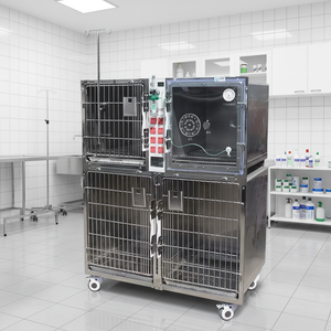 กรงสัตว์เลี้ยงแบบโมดูลาร์สแตนเลสขนาดใหญ่ แบบซ้อนได้ สำหรับสัตว์ พร้อมอุปกรณ์ผ่าตัดสัตวแพทย์ - Product Image 4