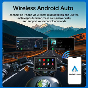 Lecteur multimédia GPS de navigation Android Auto sans fil LELV Mt7001, écran tactile étanche IPX7 pour motos, écran CarPlay - Product Image 2