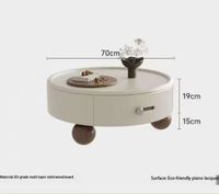 Table basse ronde élégante avec tiroir, meubles de salon, bois de qualité E0 et laque piano, table basse idéale pour les salons