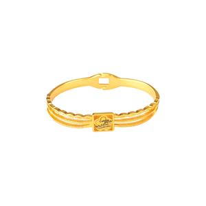 316L Stainless Steel Fashion <b>Bangle</b> With Flower Design PVD Gold Plating Sustainable Resistant Bracelet <b>For</b> Women - Product Image 2