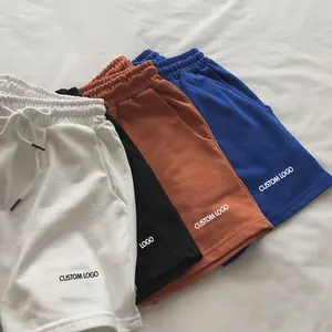Customized logo 100 % Cotton mens cotton shorts sweat Men Fitness active Running Short Breathable Gym Shorts cotton gym shorts