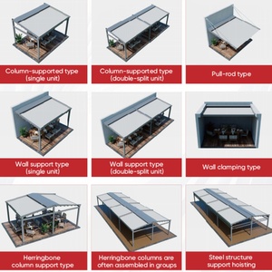 Pergola en alliage d'aluminium personnalisée <span class=keywords><strong>de</strong></span> qualité supérieure avec <span class=keywords><strong>toit</strong></span> à lamelles motorisé rétractable automatique et système d'éclairage LED intégré - Product Image 4