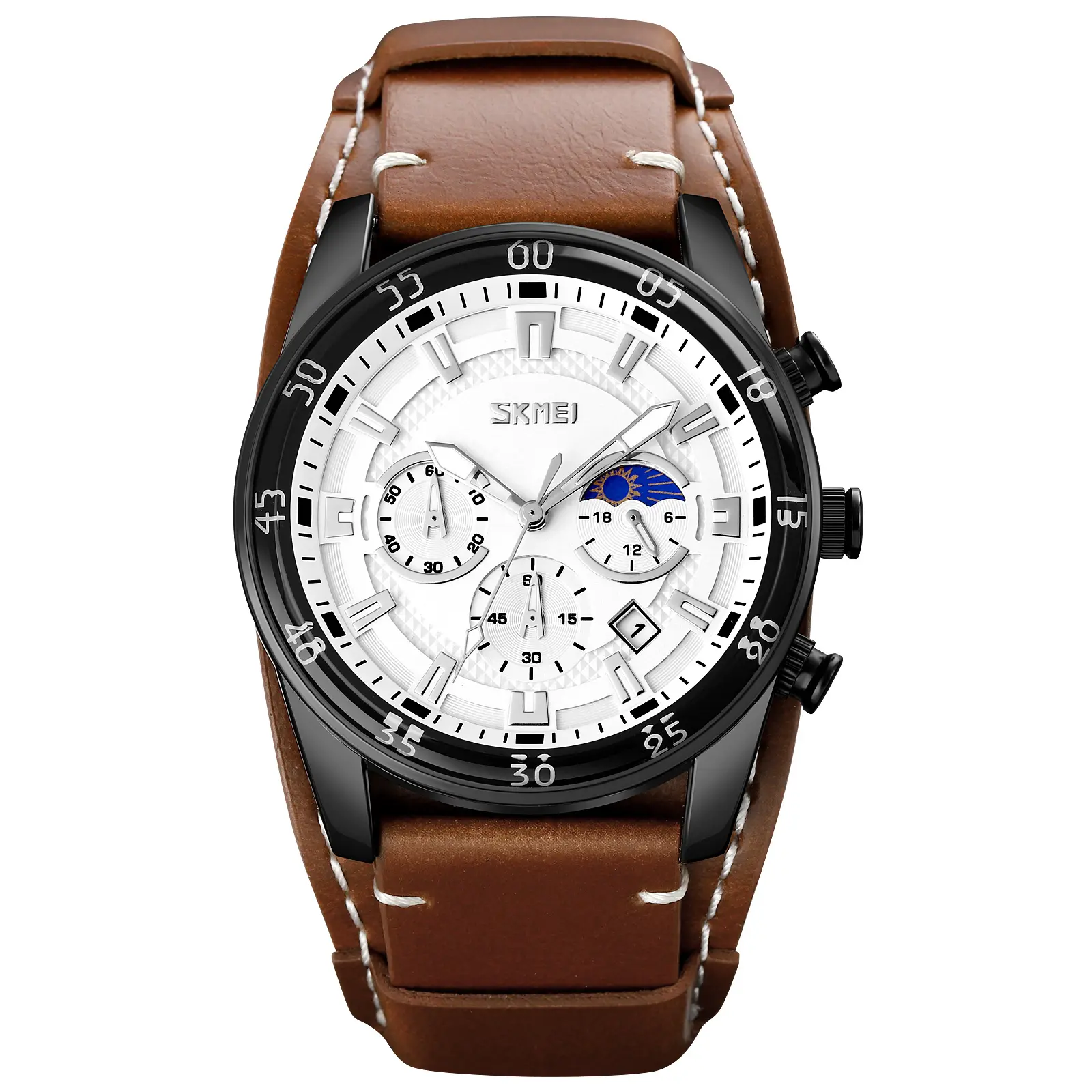 9249 relógios personalizados de luxo de couro marrom, cronógrafo relógios para homens quartzo digital atacado fornecedor marca relógios de pulso