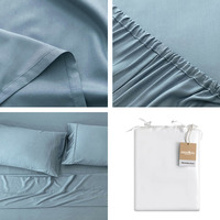 Literie en bambou biologique à poches profondes, ensemble de 4 draps de lit écologique en bambou biologique, lyocell, 300tc