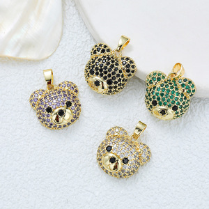 <span class=keywords><strong>Lovestory</strong></span> Colgante Clásico de Oso Adorable Chapado en Oro de 18K con Micro Pavé de Circonitas Cúbicas, Componentes de Joyería para Ocasiones Festivas de Mujer - Product Image 1
