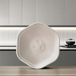 Bol à salade hexagonal jetable biodégradable 750ml 1000ml 1300ml 1600ml capacité canne à sucre alimentaire Bagasse pulpe couvercle salade à emporter - Product Image 5