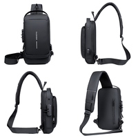 Sacs à bandoulière classiques imperméables USB pour hommes, sac de poitrine antivol de qualité supérieure à une seule épaule