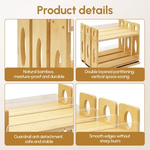 Organisateur de rangement pour épices pour armoire, en bambou, coulissant, pour assaisonnements, organisation verticale pour cuisine et garde-manger, 7,6 pouces de large, 3 tiroirs - Product Image 4